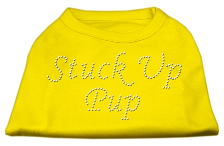 Stuck Up Pup Rhinestone Shirts Yellow Med